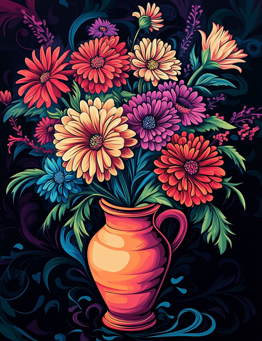 Orange Pitcher Flowers Diamond Art Kit