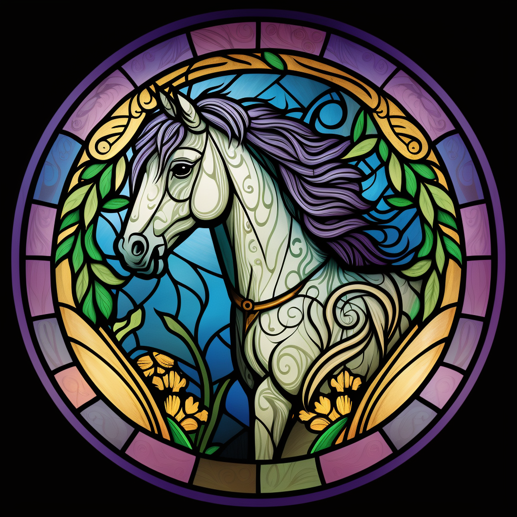Purple Pink Abstract Horse Circle Diamond Art Kit