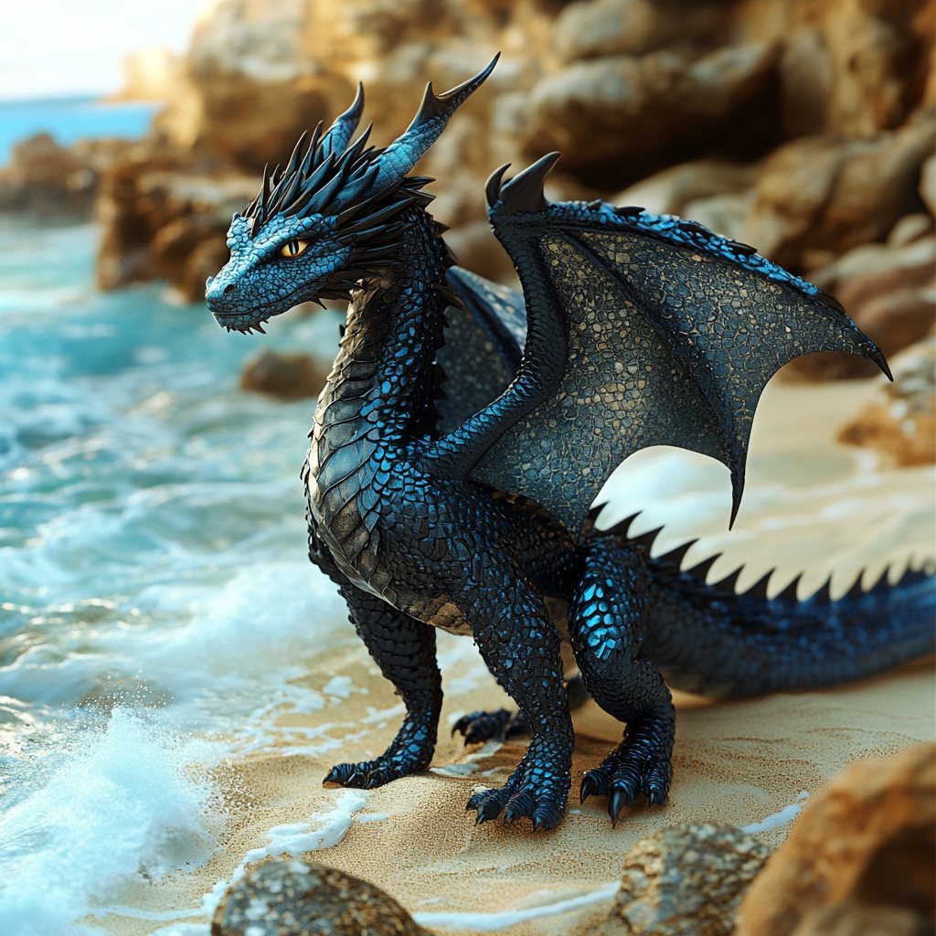Dark Blue Scale Sea Rock Dragon Diamond Art Kit
