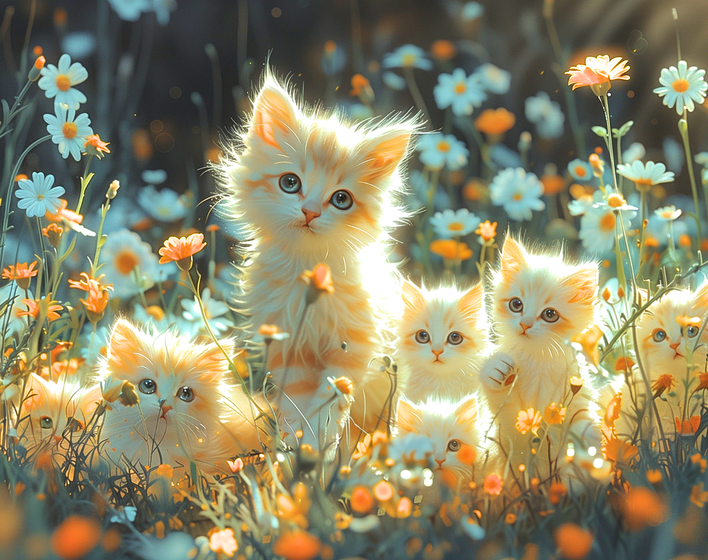 Wildflower Kittens Diamond Art Kit