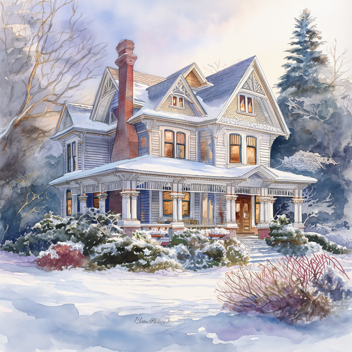 Victorian Home In Winter Diamond Art Kit