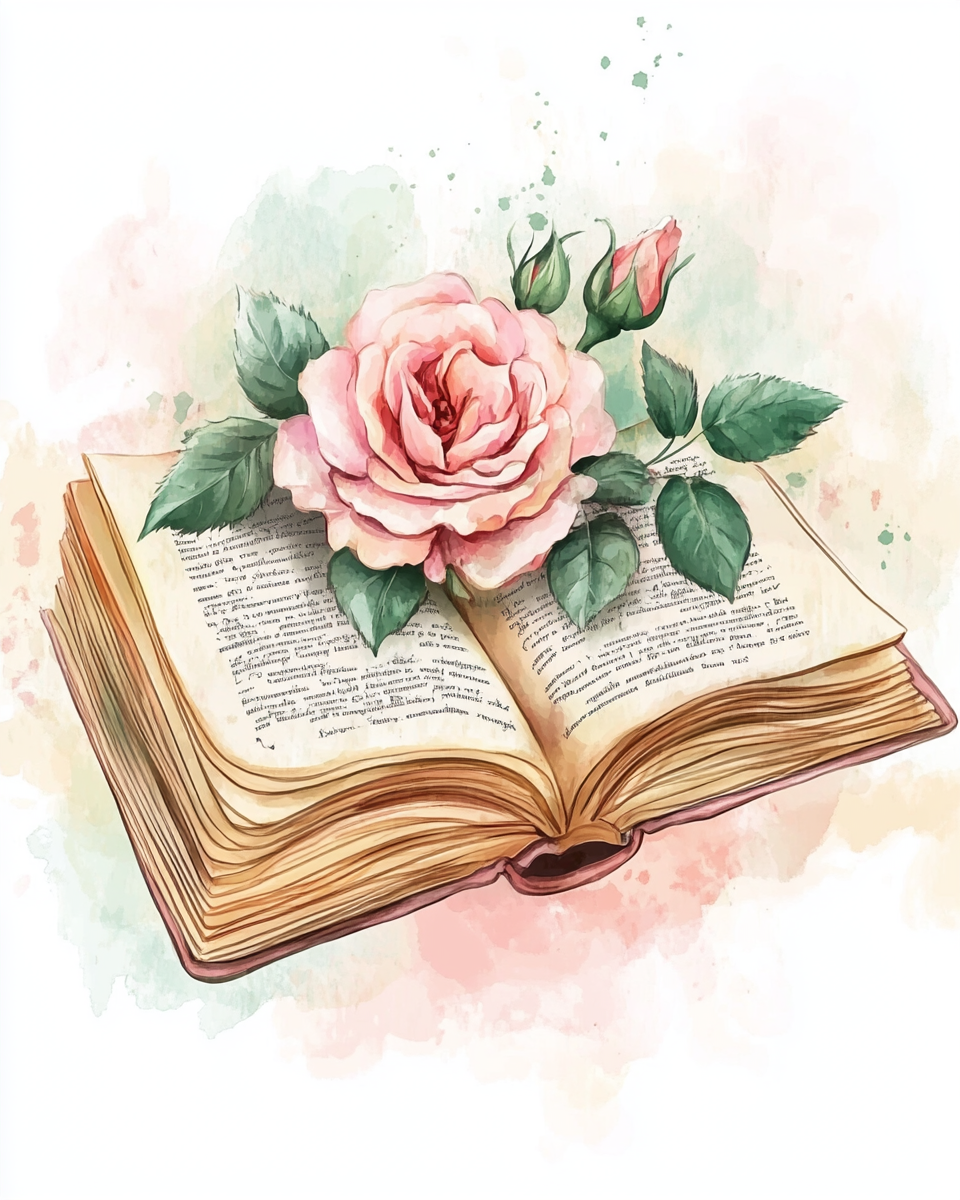 Pink Rose On A Book Diamond Art Kit