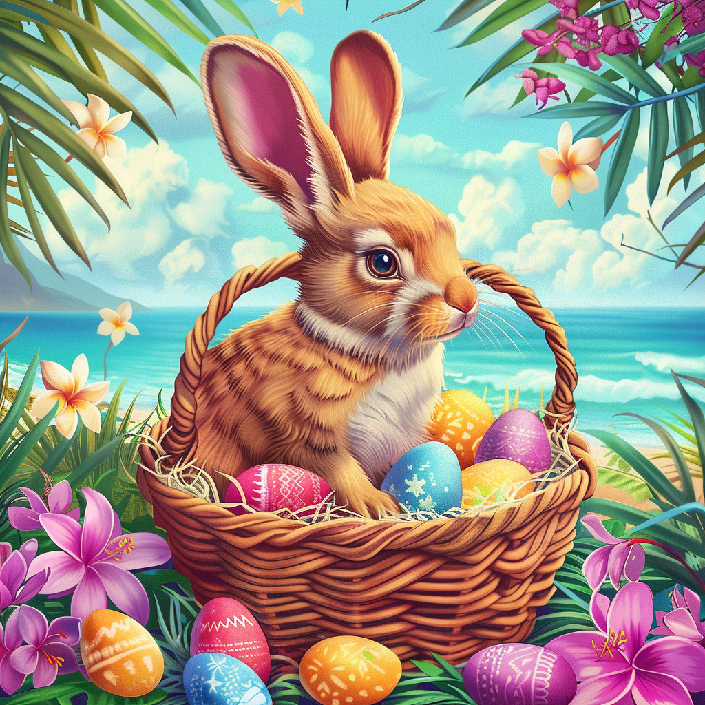 Tropical Bunny Easter Basket Diamond Art Kit