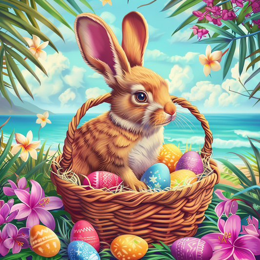 Tropical Bunny Easter Basket Diamond Art Kit