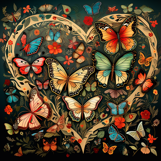 Tan Heart Butterfly Diamond Art Kit