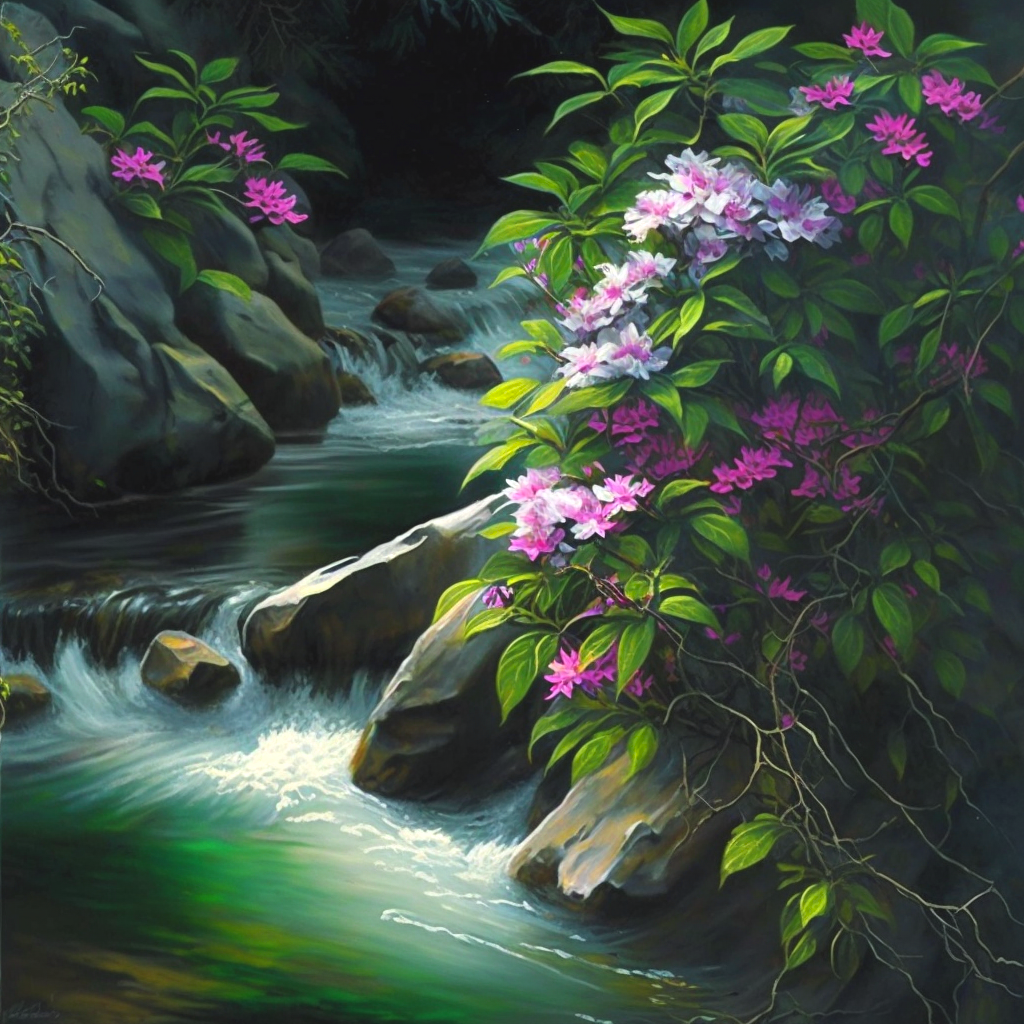 Pink Purple Flower Stream Diamond Art Kit