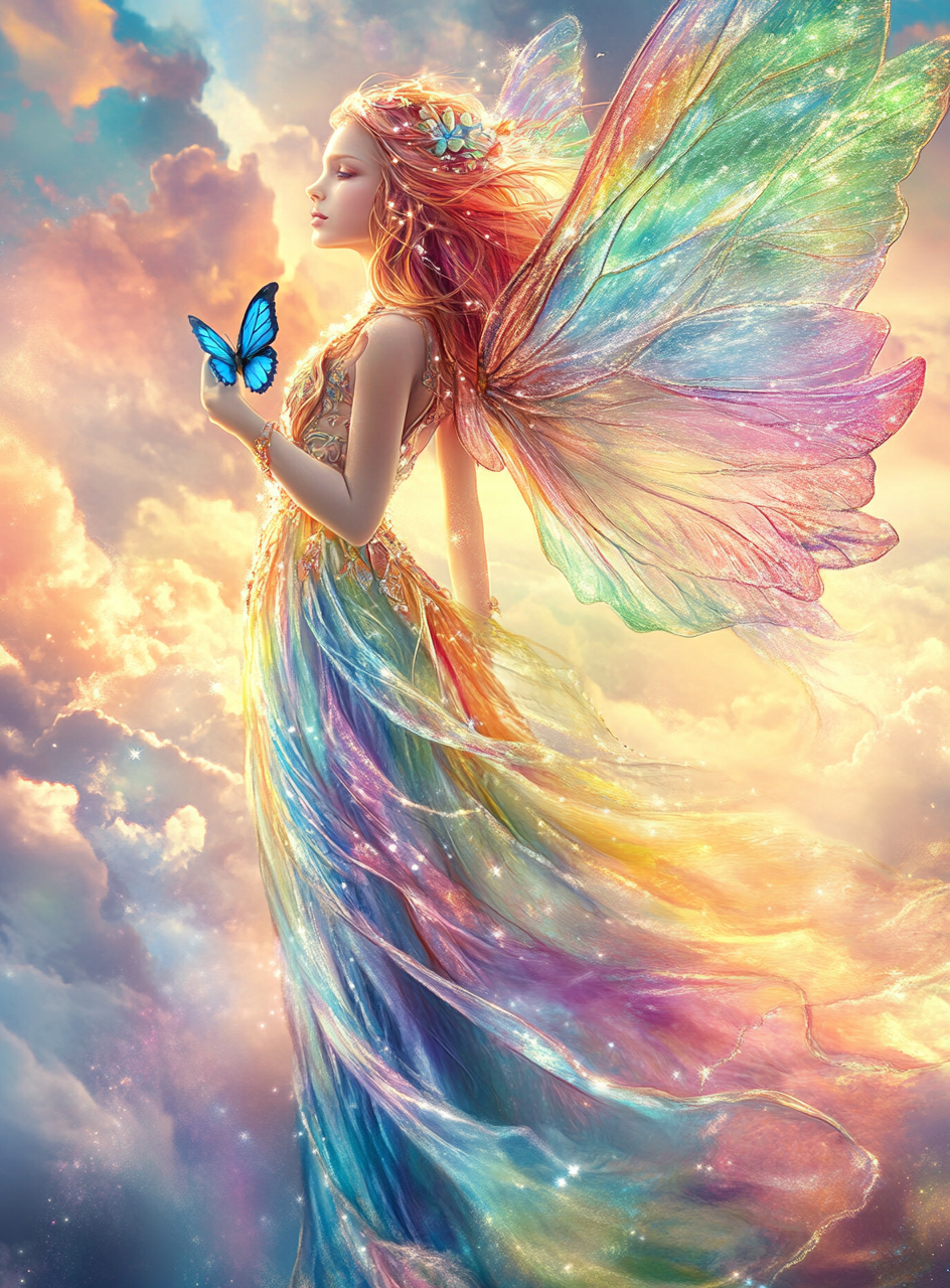 Blue Butterfly Rainbow Fairy Diamond Art Kit