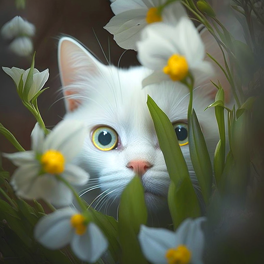 White Hidden Cat Diamond Art Kit