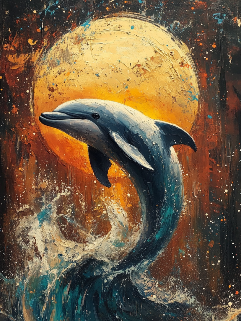 Abstract Sun Dolphin Diamond Art Kit