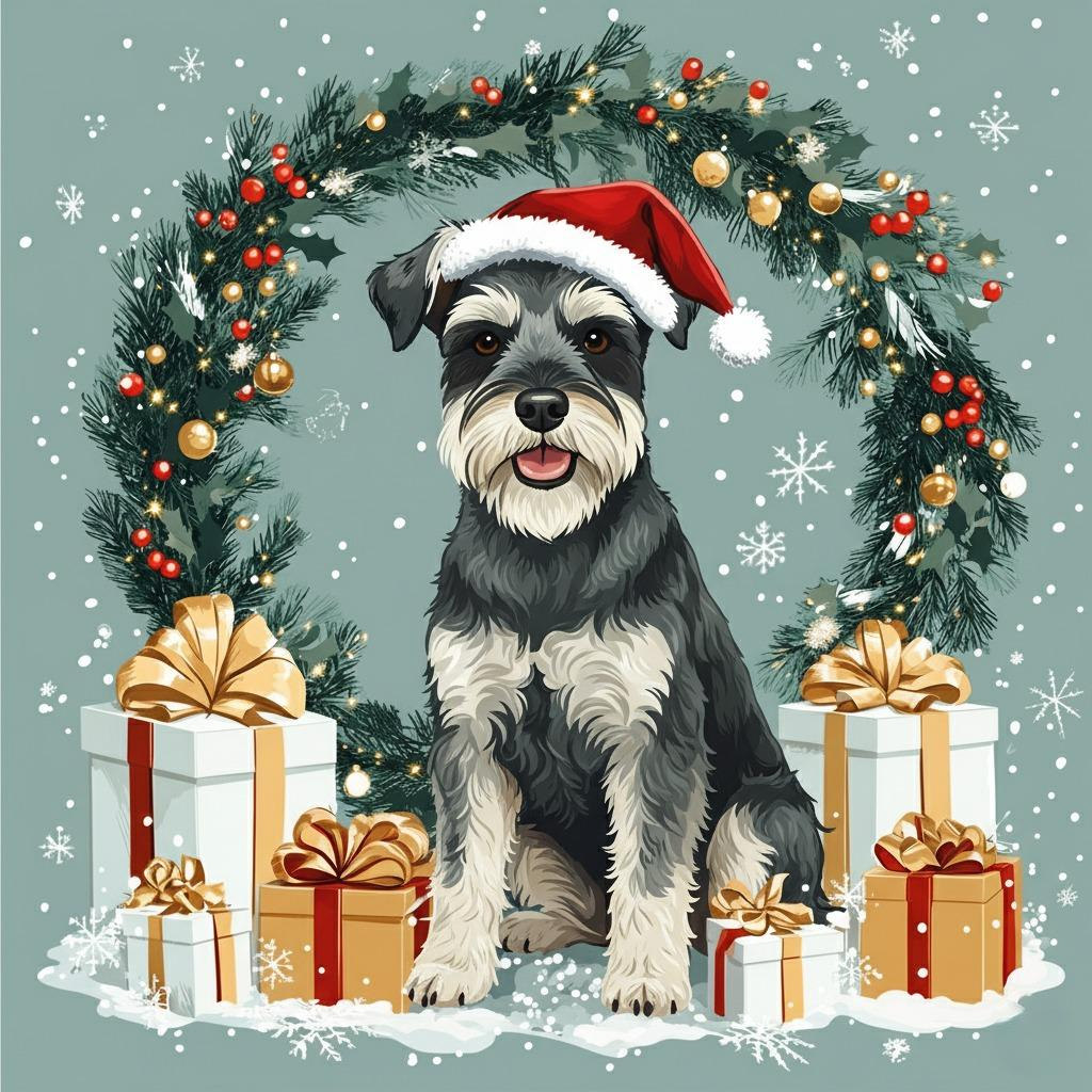 Christmas Arch Schnauzer Diamond Art Kit