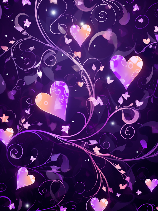 Swirling Purple And Yellow Hearts Diamond Art Kit