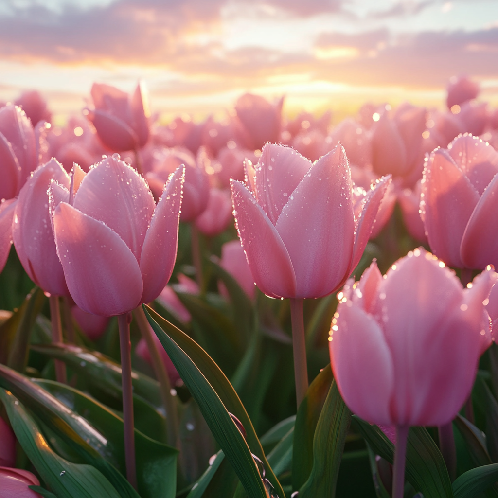 Dewdrop Pink Tulip Field Diamond Art Kit