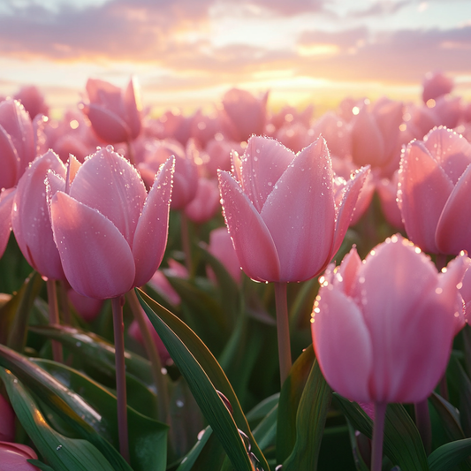 Dewdrop Pink Tulip Field Diamond Art Kit
