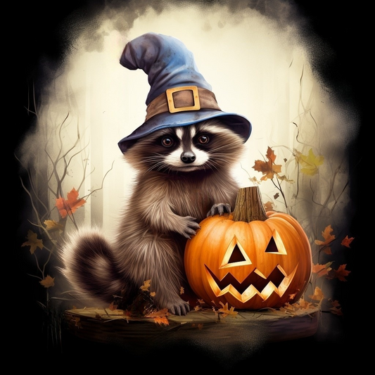 Blu Le Witch Hat Raccoon Diamond Art Kit