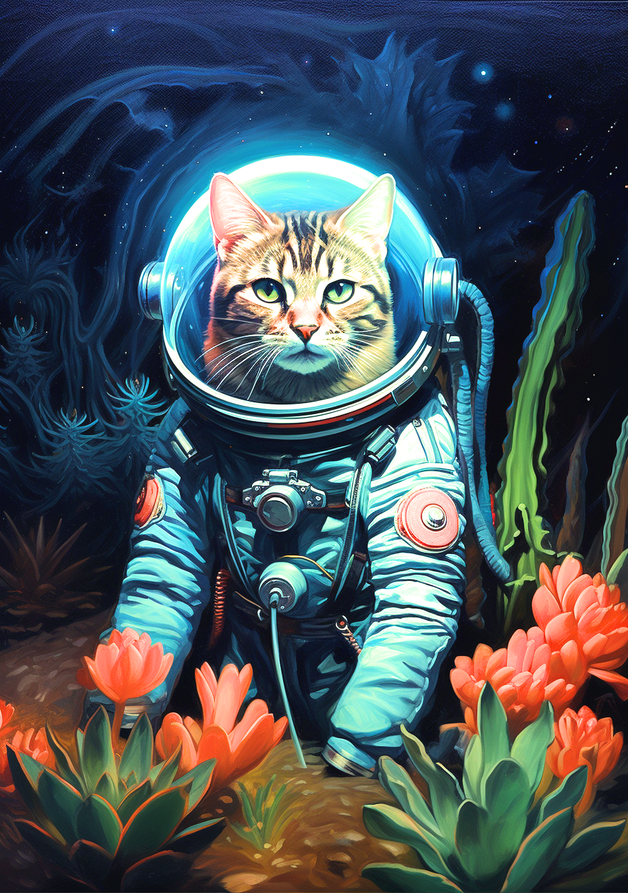 Astronaut Striped Cat Diamond Art Kit