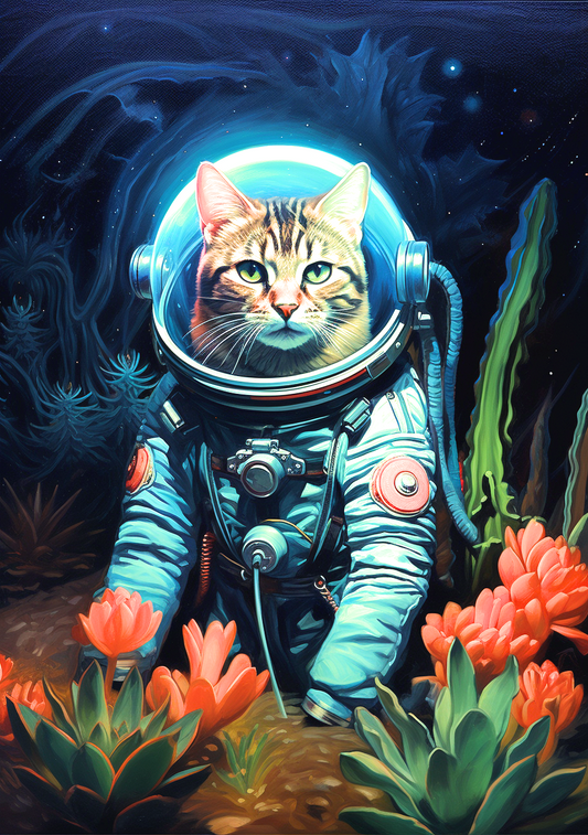 Astronaut Striped Cat Diamond Art Kit