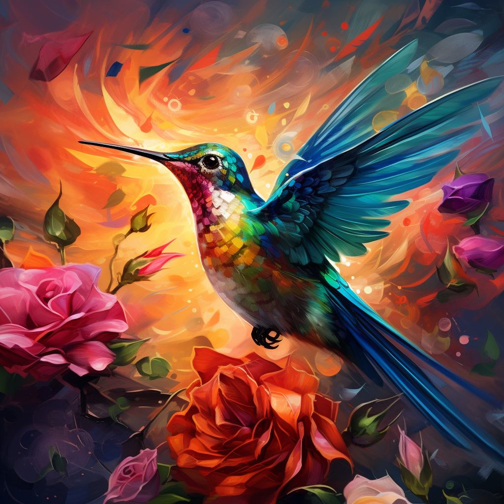 Abstract Sky Hummingbird Diamond Art Kit