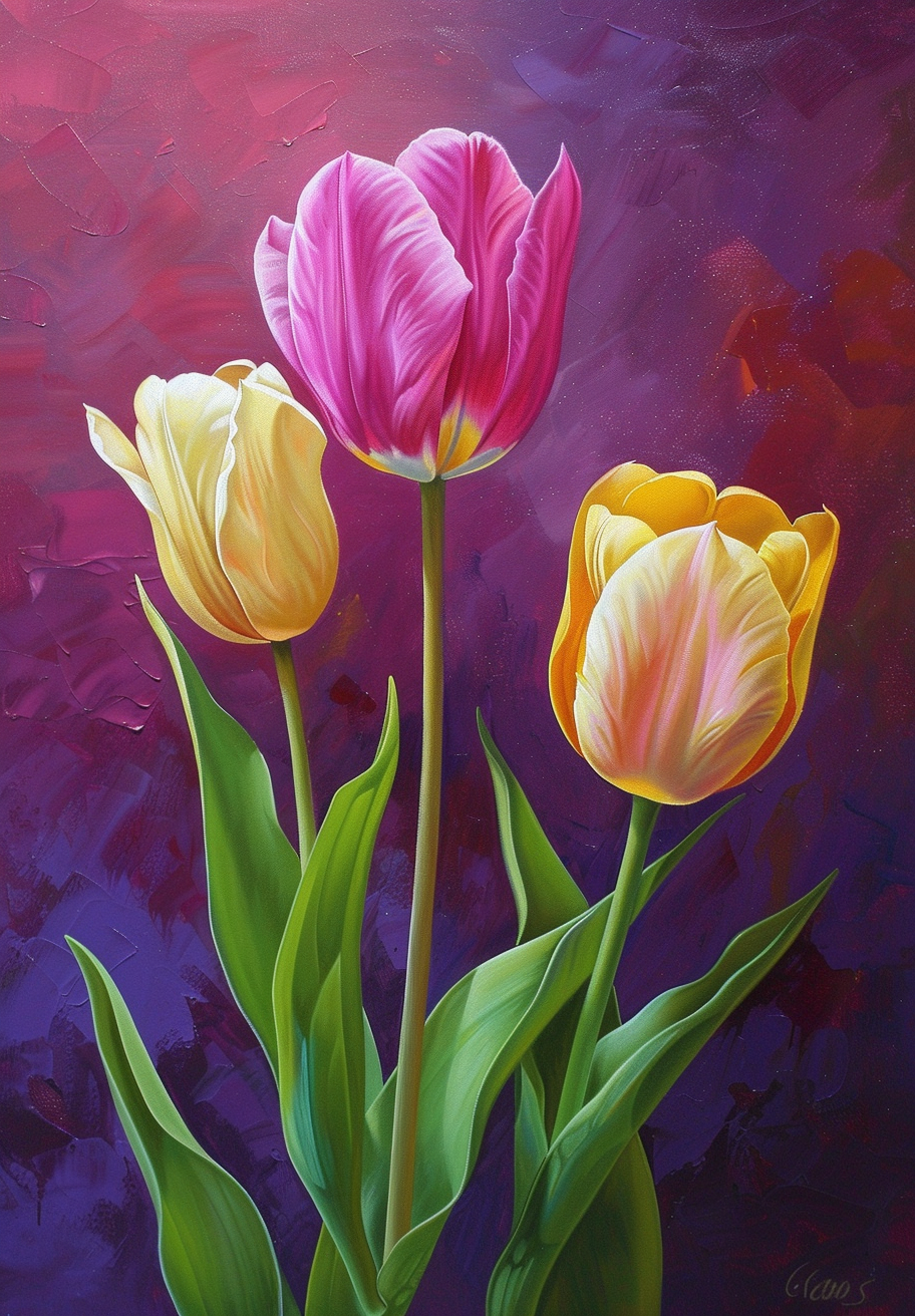 Two Yellow And Pink Tulips Diamond Art Kit