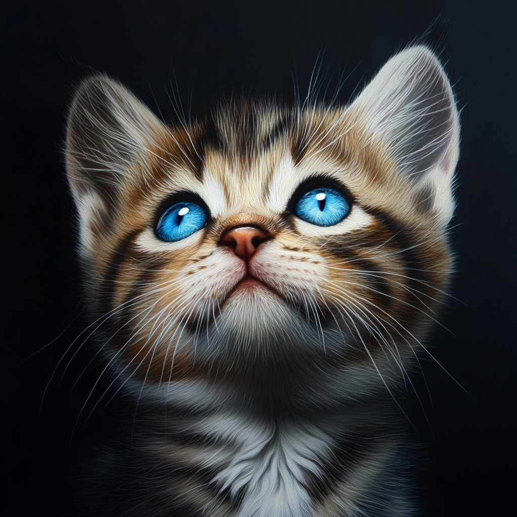 Looking Up Blue Eyed Striped Kitten Diamond Art Kit