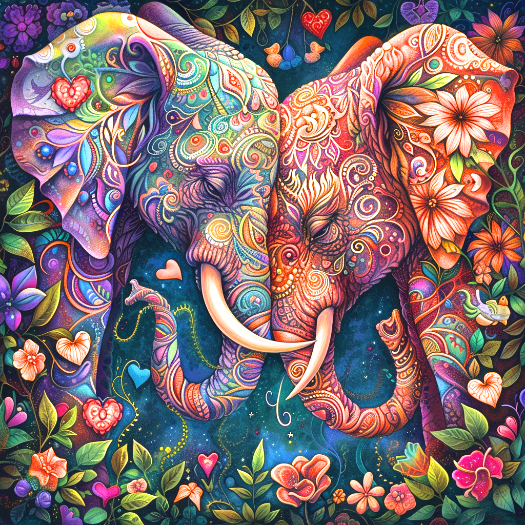 Two Abstract Elephants Diamond Art Kit