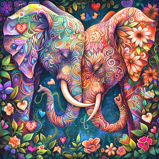 Two Abstract Elephants Diamond Art Kit