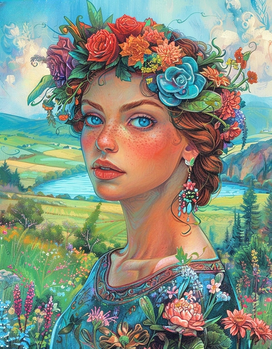 Succulent Flower Nature Girl Diamond Art Kit