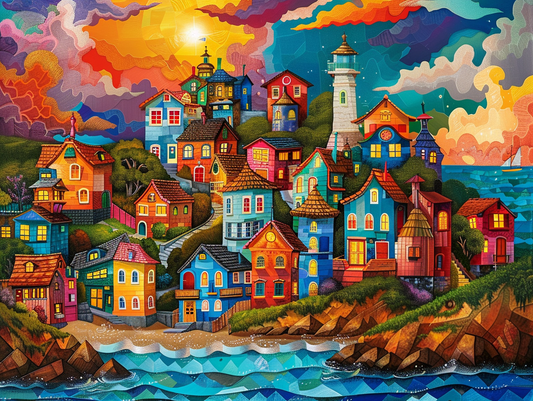 Whimsical Seaside Town Diamond Art Kit
