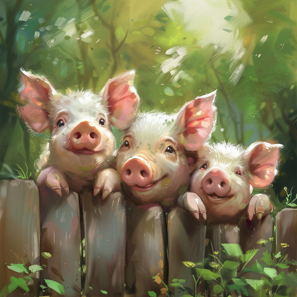 Three Happy Pigs Fence Diamond Art Kit