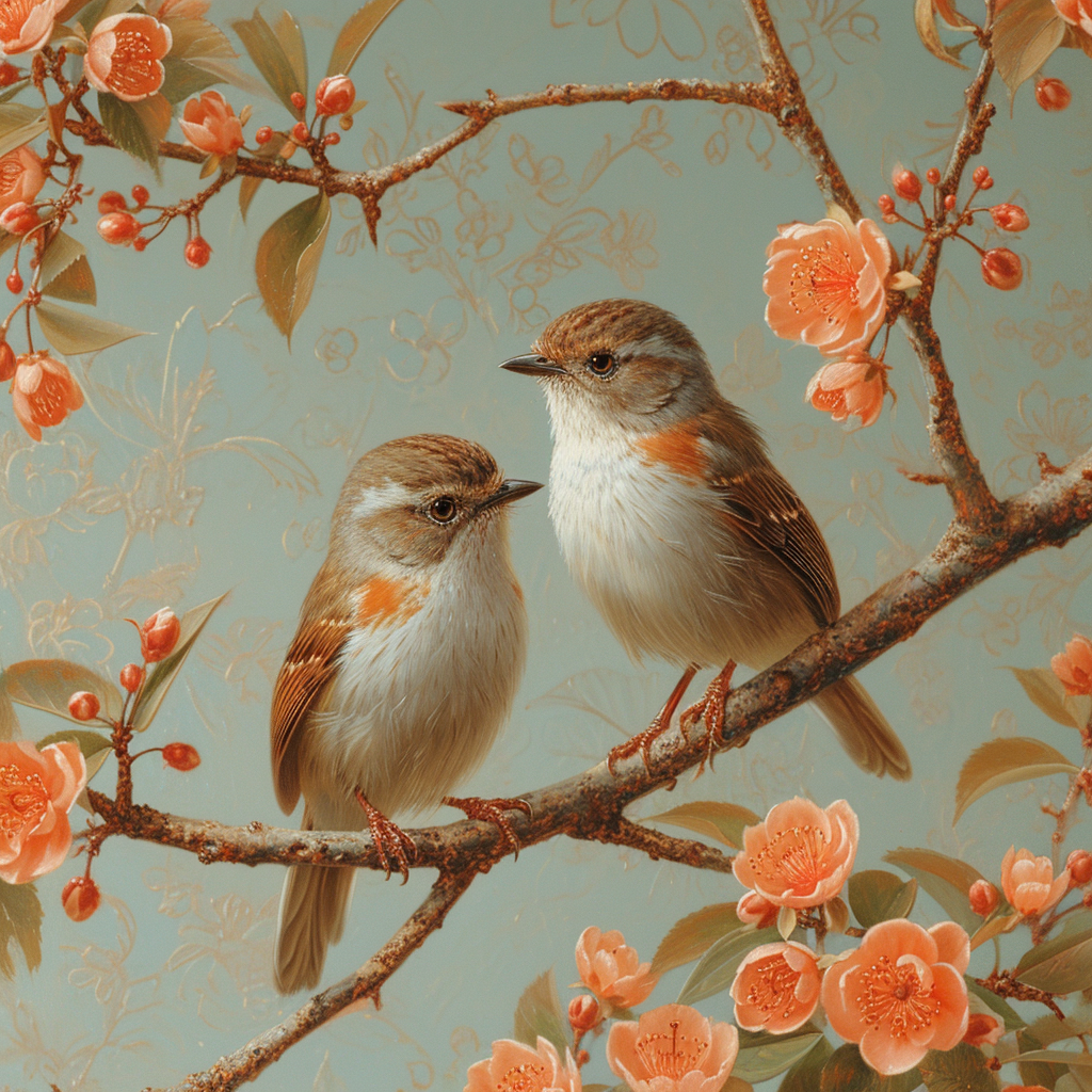 Two Little Birds Sitting On A Branch Diamond Art Kit
