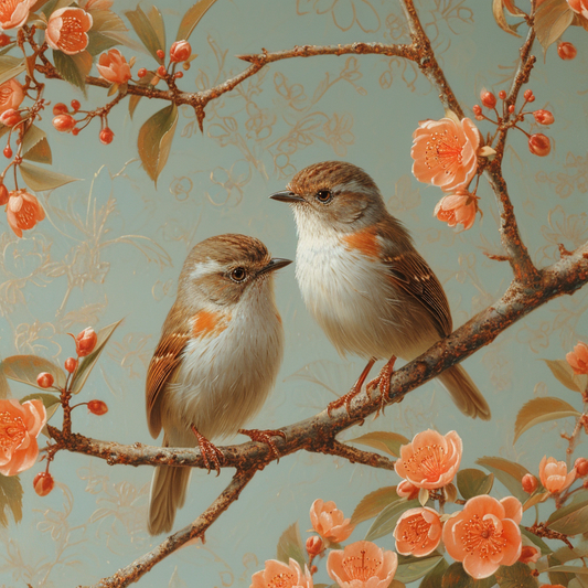 Two Little Birds Sitting On A Branch Diamond Art Kit