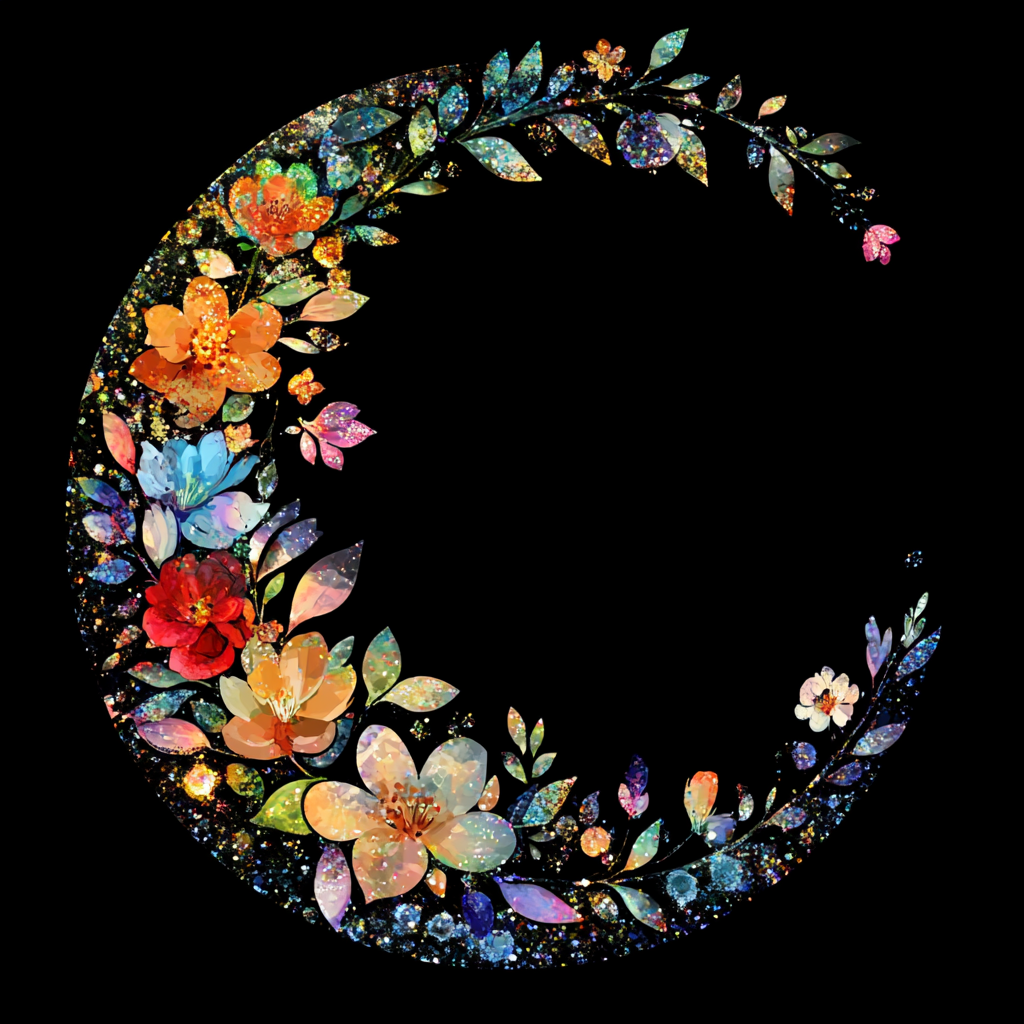 Crescent Shape Of Flowers Diamond Art Kit