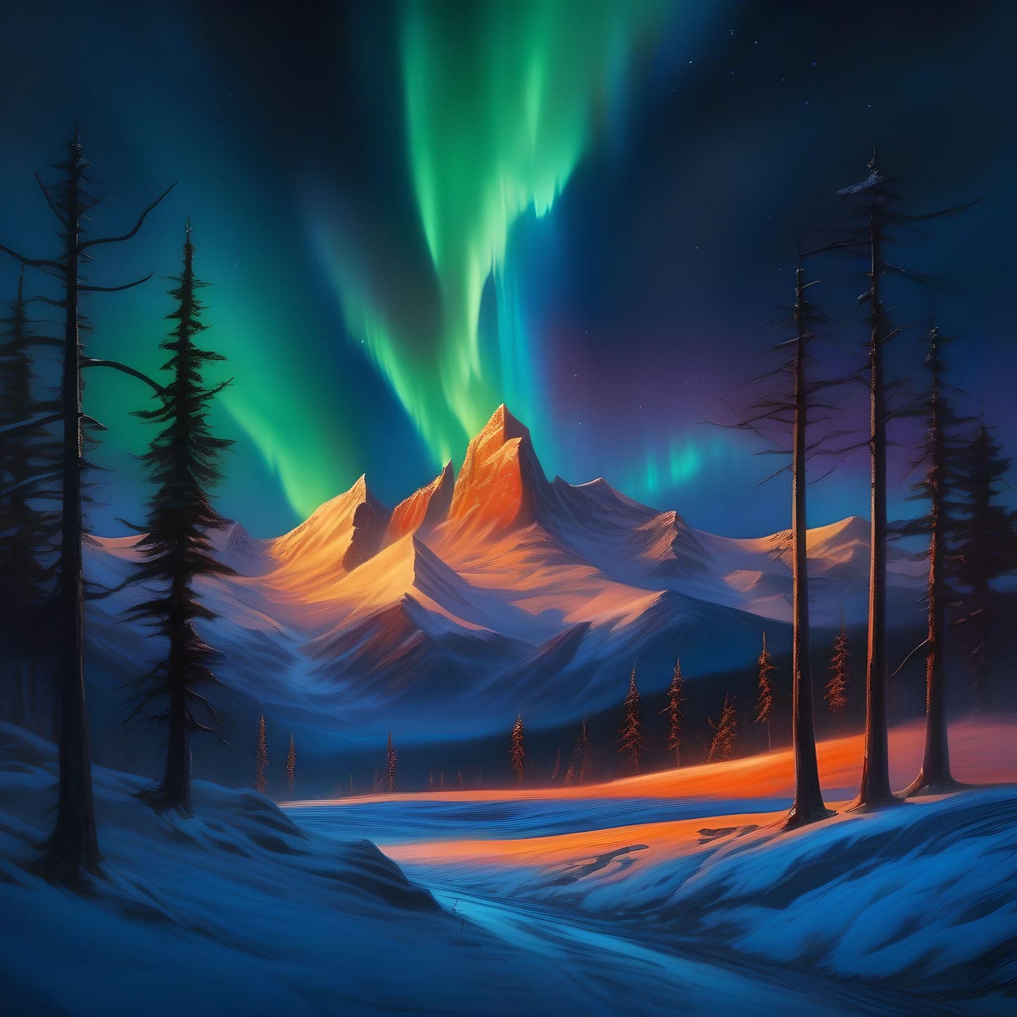 Northern Lights Mountains Diamond Art Kit