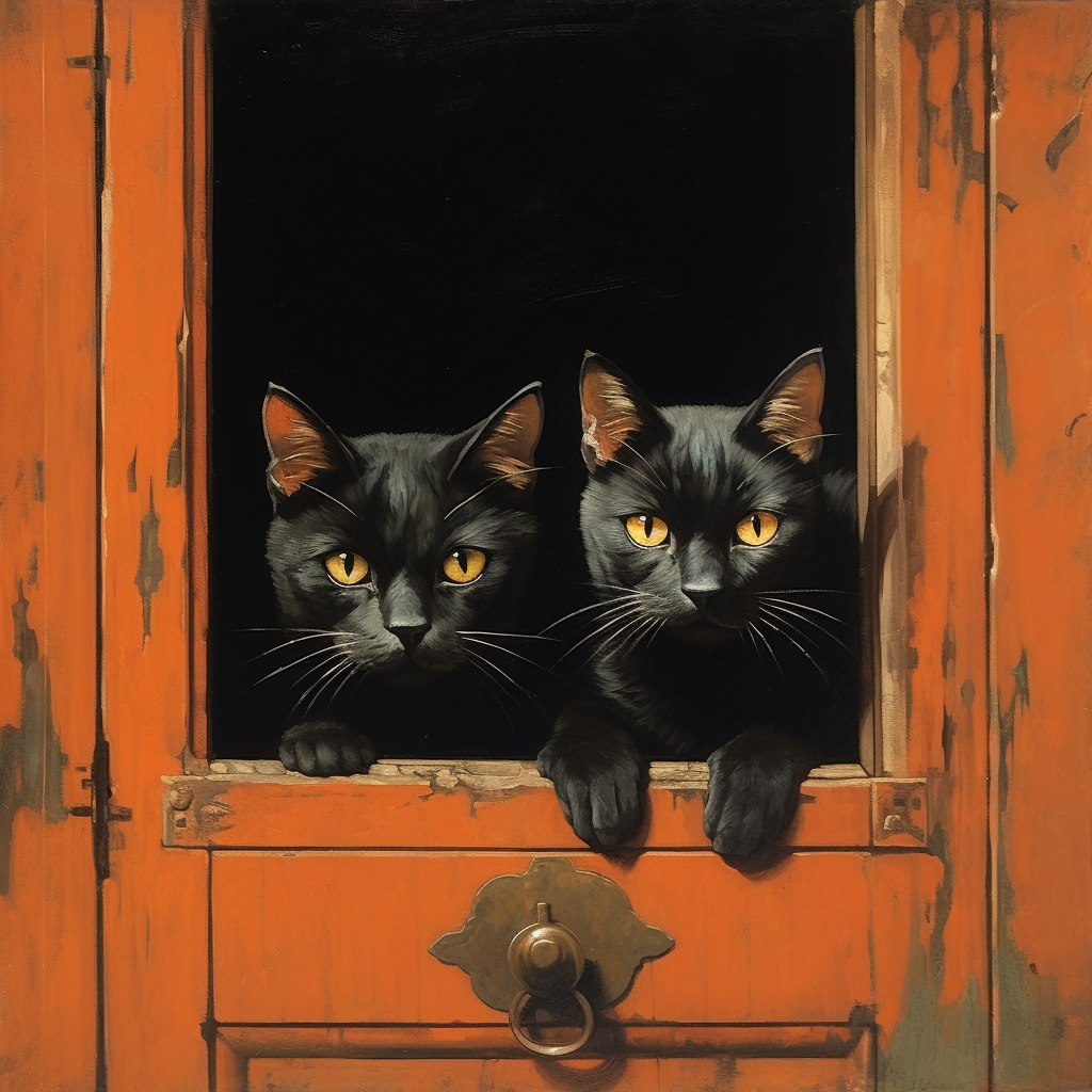 Two Black Cats Orange Door Diamond Art Kit