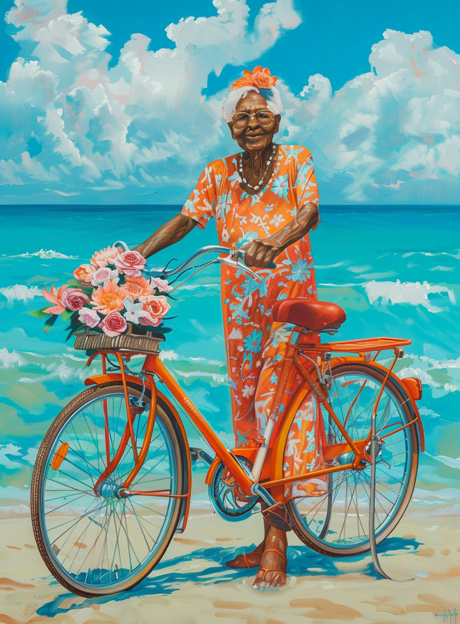 Grannys Orange Beach Bike Diamond Art Kit