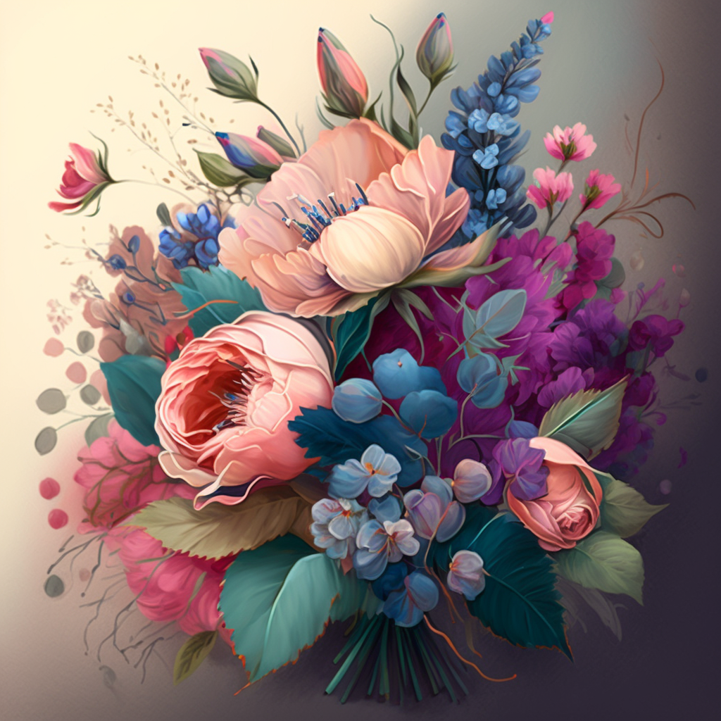 Light Pink Flower Bouquet Diamond Art Kit