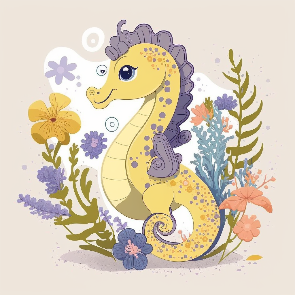 Abstract Purple Mane Seahorse Diamond Art Kit