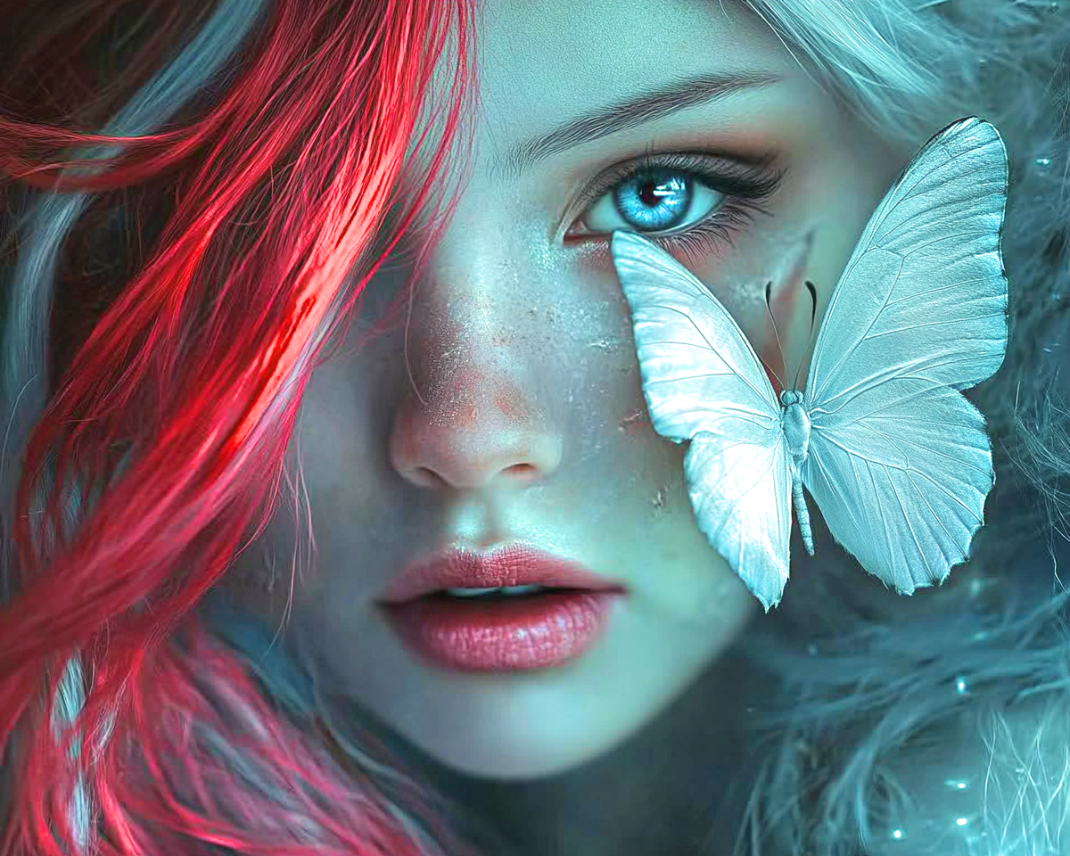 White Butterfly Face Diamond Art Kit