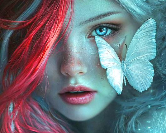 White Butterfly Face Diamond Art Kit
