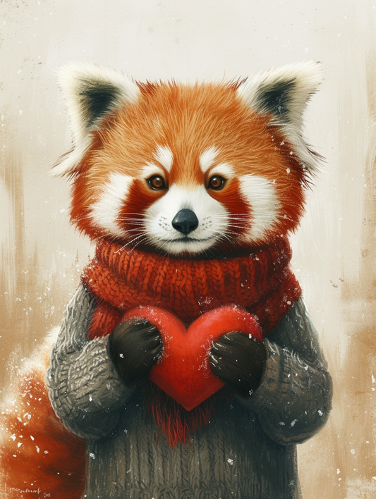 Red Panda Red Heart Diamond Art Kit