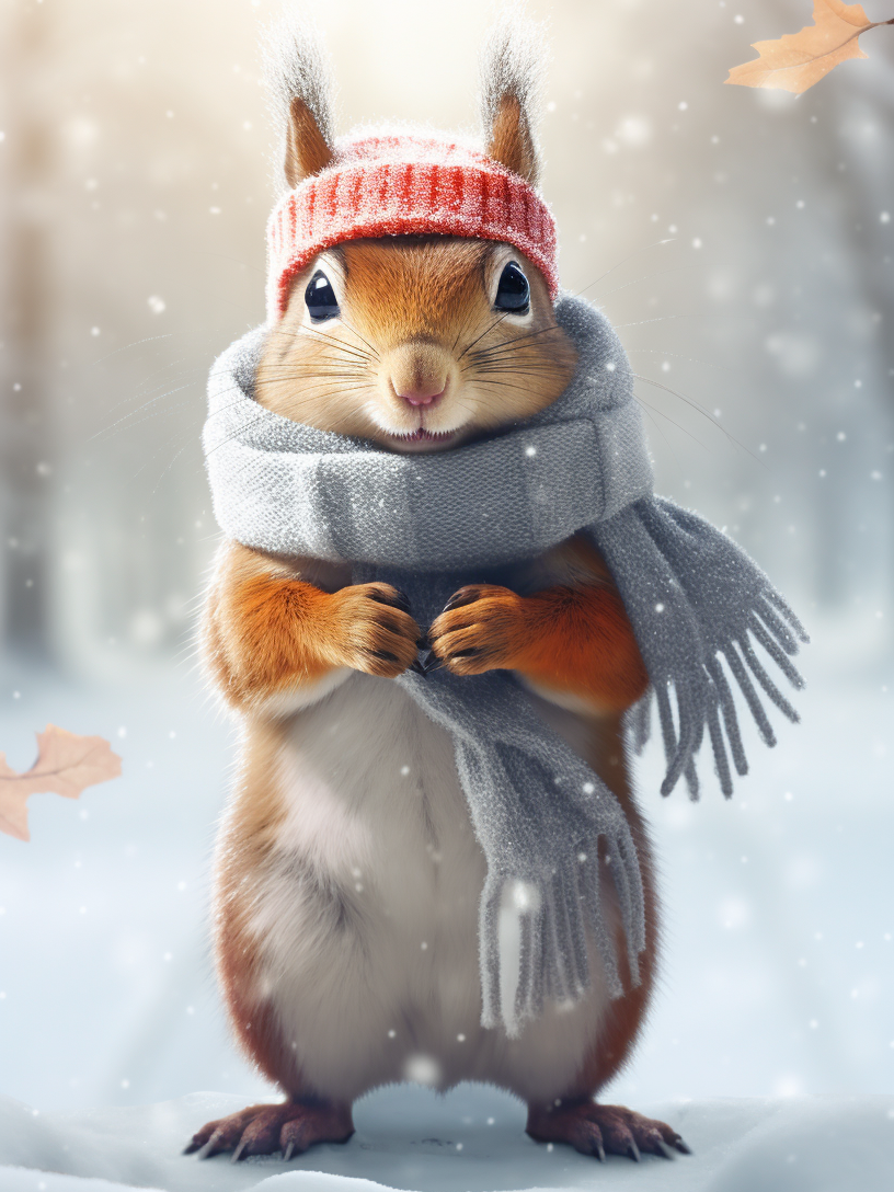 Winter Scarf Squirrel Diamond Art Kit