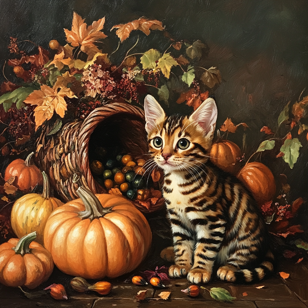 Bengal Kitten Cornucopia Diamond Art Kit