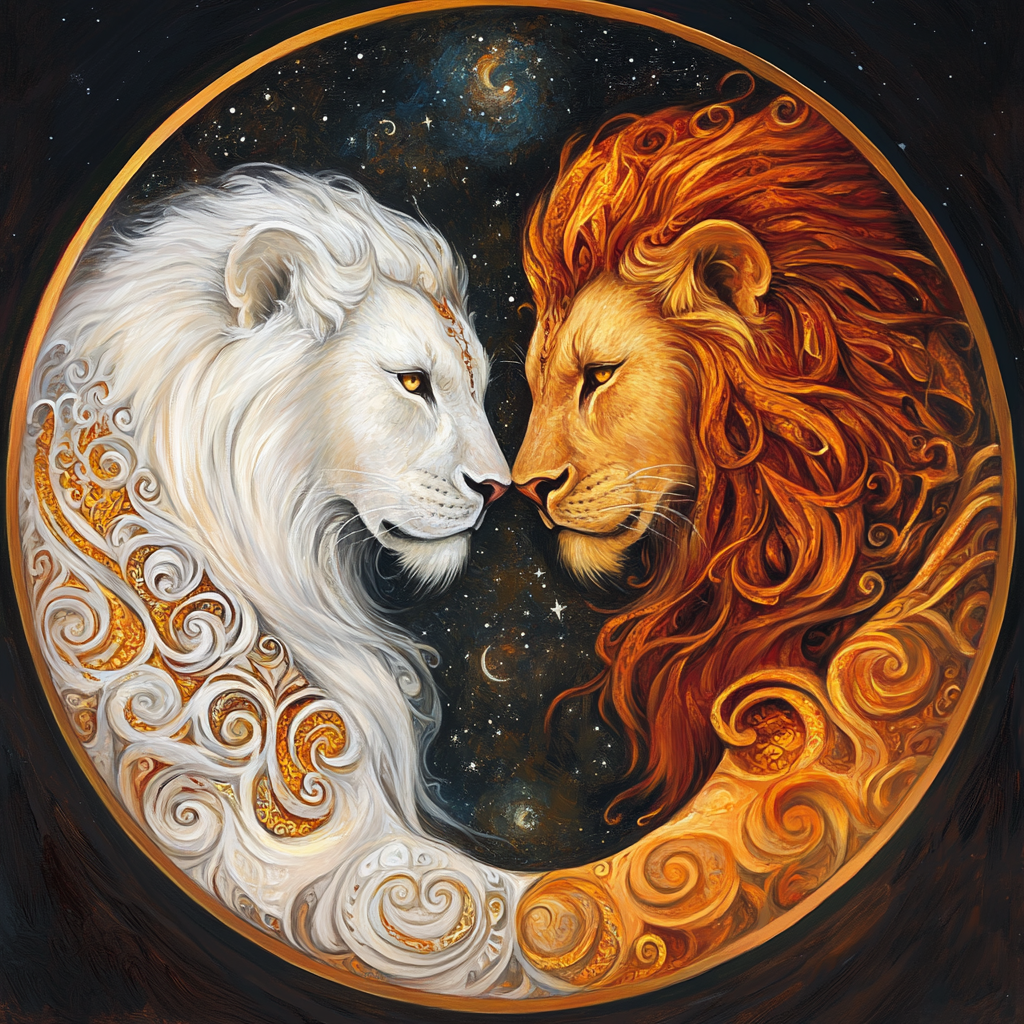 White Brown Lion Circle Diamond Art Kit