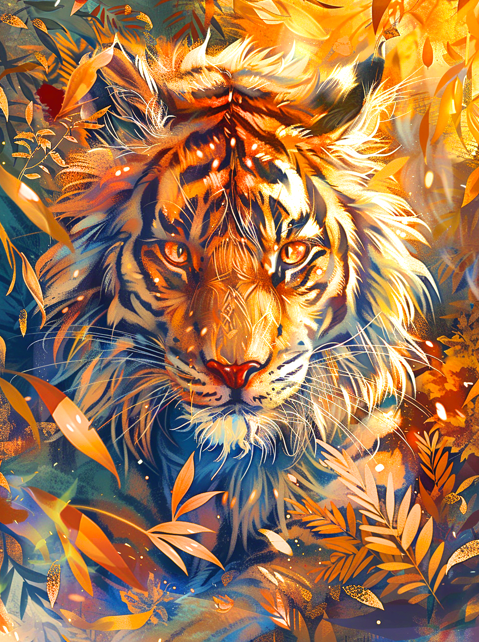 Abstract Tiger In The Sunny Jungle Diamond Art Kit