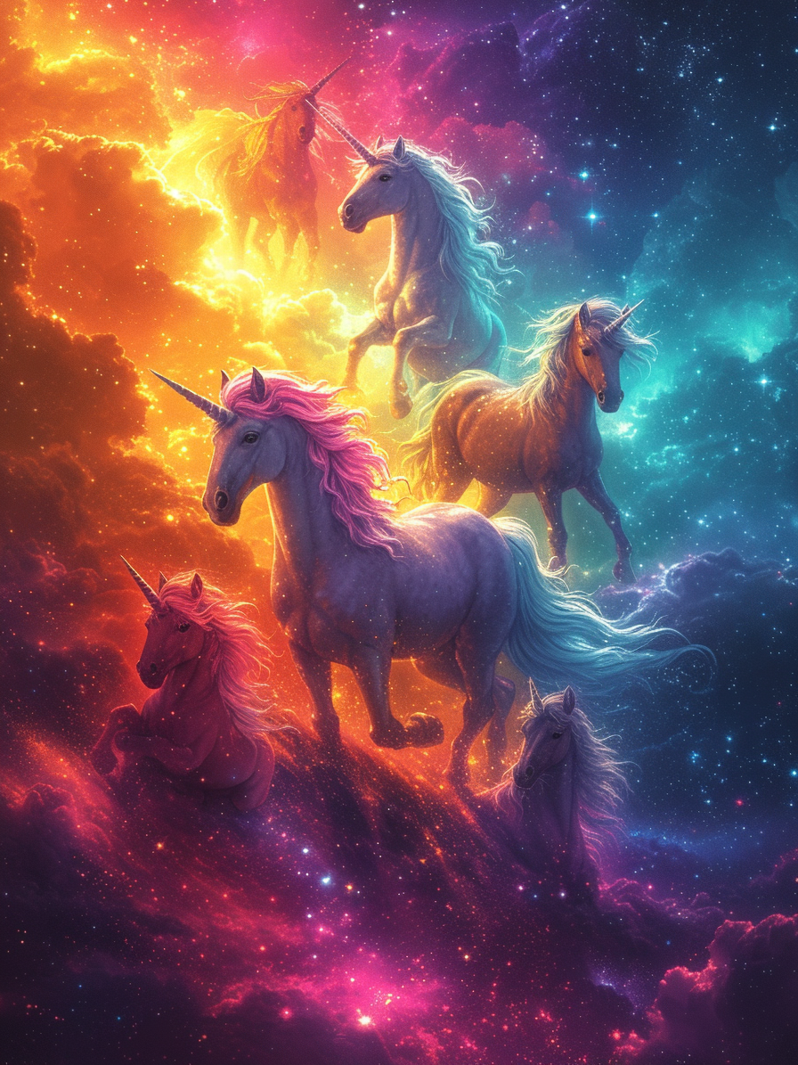 Colorful Galaxy Unicorns Diamond Art Kit