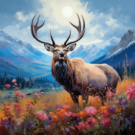 Flower Mountain Elk Diamond Art Kit