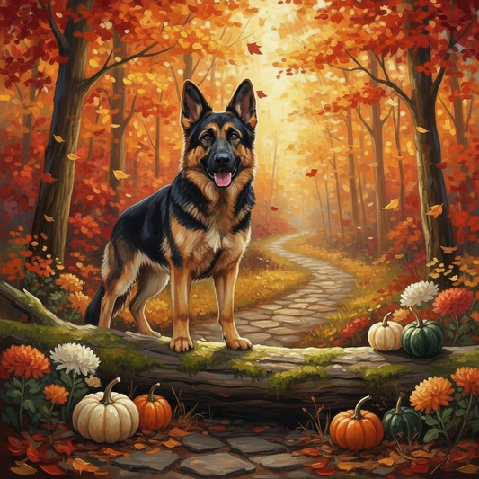 Autumn Forest German Shepherd Diamond Art Kit
