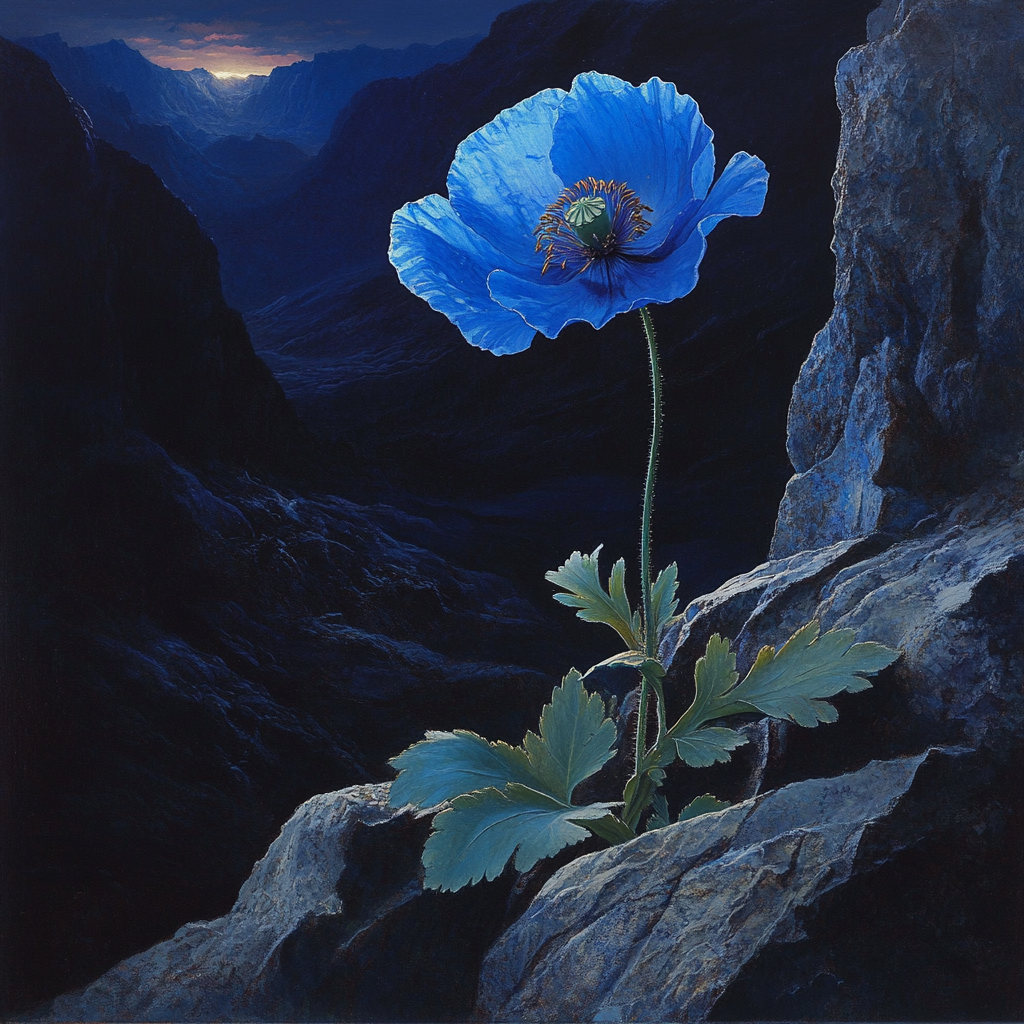 Moutain Sunrise Blue Poppy Diamond Art Kit