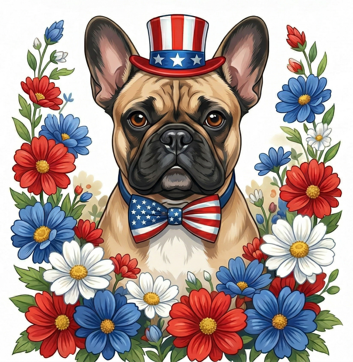 Patriotic French Bulldog Diamond Art Kit