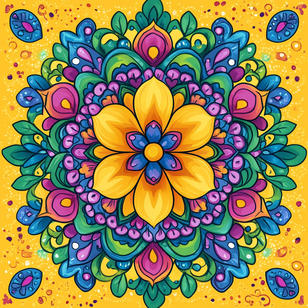 Yellow Flower Center Mandala Diamond Art Kit