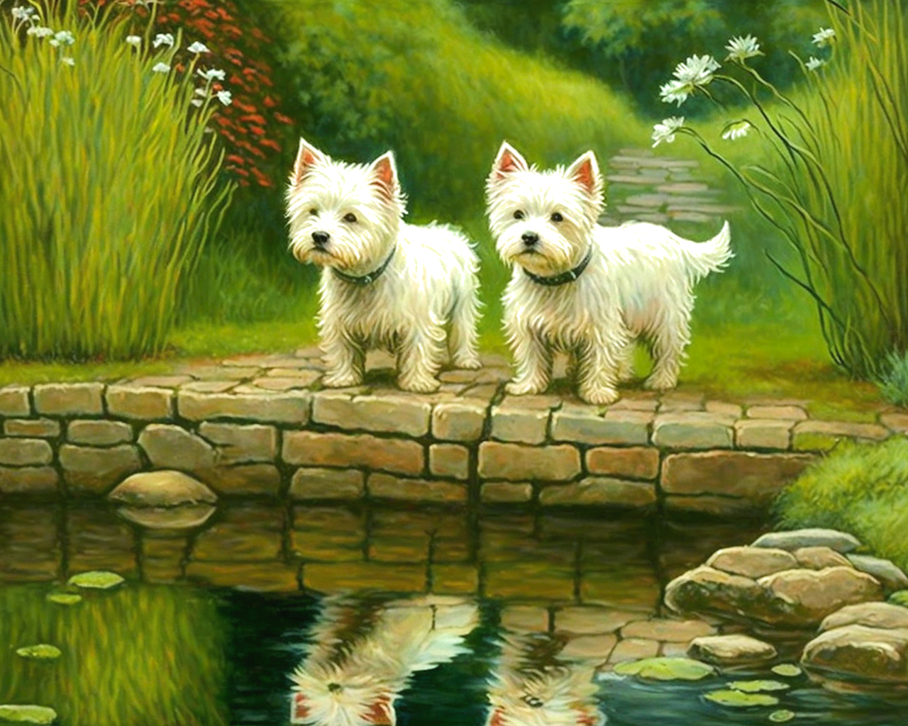 Two Westies Stone Path Diamond Art Kit